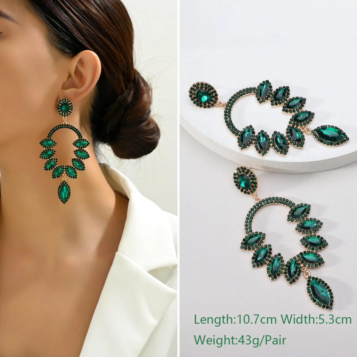 1 Pair Elegant Luxury Rhinestone Floral Earrings Women's Vintage Jewelry Party Prom Banquet Formal Accessories