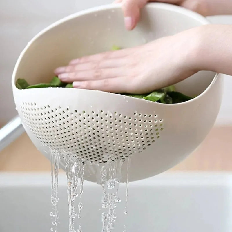 1PC Fruit Bowl Washing Drain Basket Rice Bowl Drain Basket with Handle Washing Basket Home Kitchen Organizer