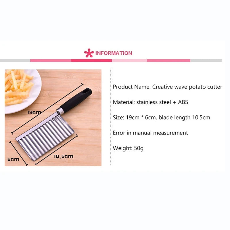 Potato Cutter Stainless Steel Wavy Knife Potato Chip Slicer Dough Vegetable Fruit Chopper Fry Maker Tools Kitchen Gadgets