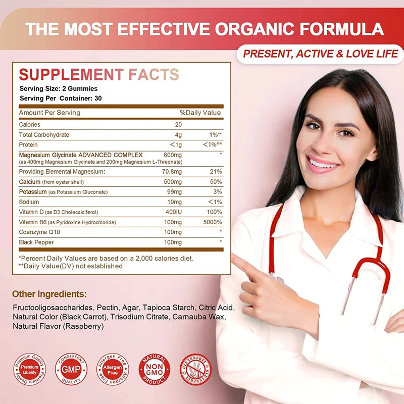 Magnesium Glycinate Gummies Calm Relieves Stress Support Sleep Support Memory Concentration & Muscle Spasms