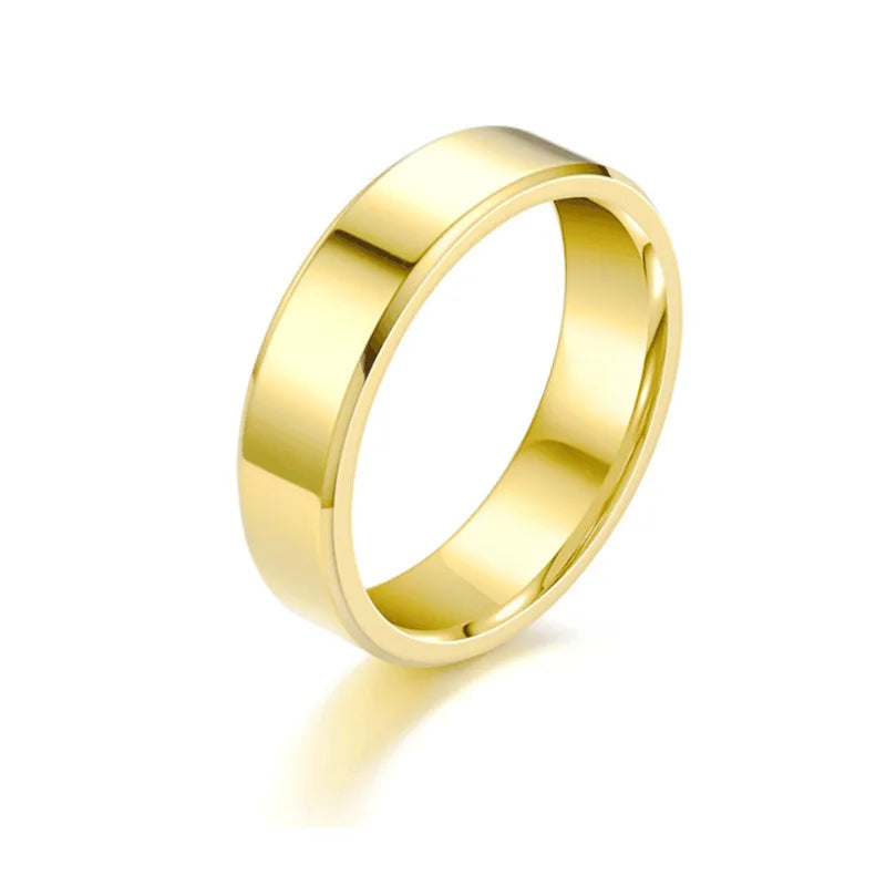 Stainless Steel Couple Rings Gold Colour Simple Women Men Lovers Wedding Jewelry Halloween and Christmas Gifts