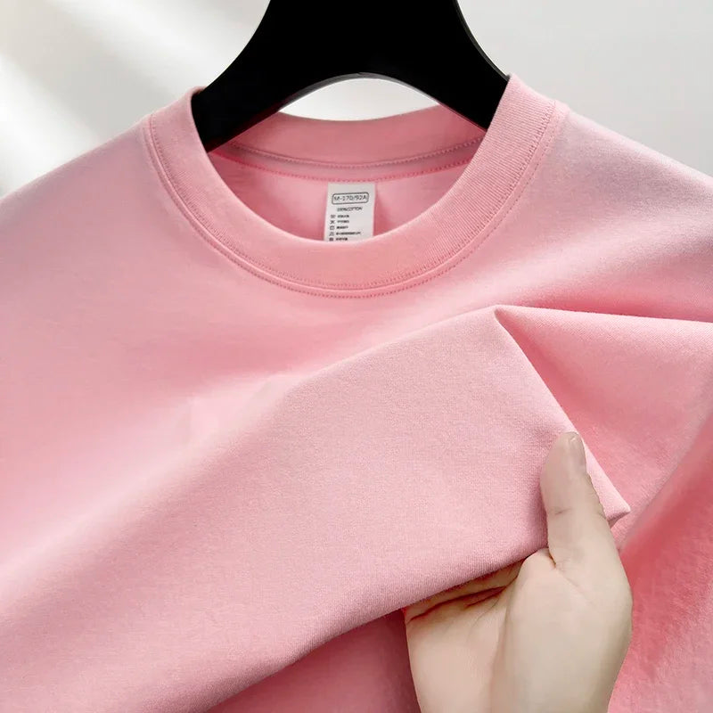 100% Pure Cotton Summer High-end Brand Men's Short Sleeve Round Neck Fashionable Style Half Sleeved Top Breathable T-shirt