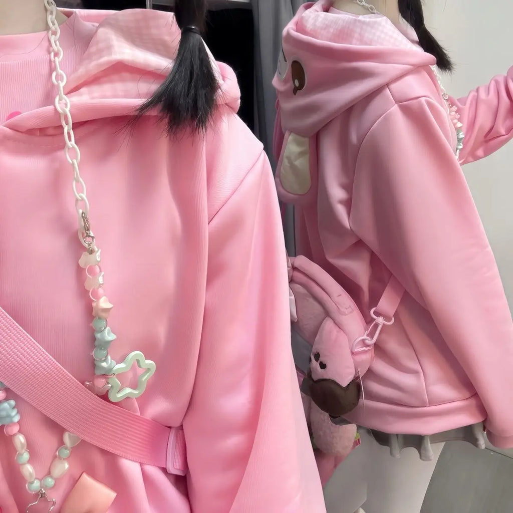 Japanese Cartoon Mp Embroidery Daughter Clothing Jojifuku Cute Hoodies Women Autumn New All Match Single-breasted Cardigan