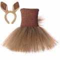 Girls Brown Mane Horse Tutu Dress Costume Kids Farm Animals Pony Dress Up Clothes Toddler Girl Halloween Birthday Party Dresses