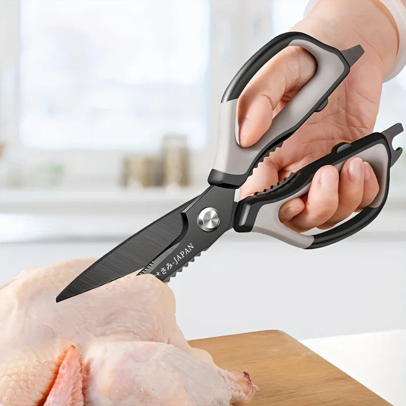 Stainless steel kitchen Scissors Black Titanium Chicken Bones Scissors Bottle Opener, Multifunctional Kitchen Tools