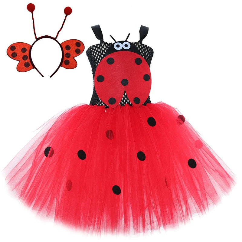 Girls for Halloween Birthday Party Dress Up Clothes Ladybug Costume  Toddler Kids Ladybird Lady Bug Tutu Dress with Beetle Wings
