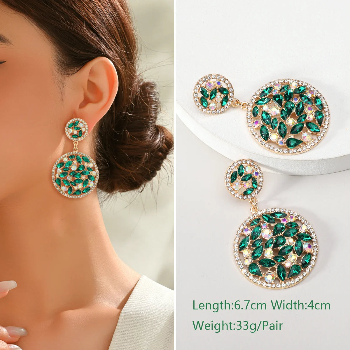 1 Pair Elegant Luxury Rhinestone Floral Earrings Women's Vintage Jewelry Party Prom Banquet Formal Accessories