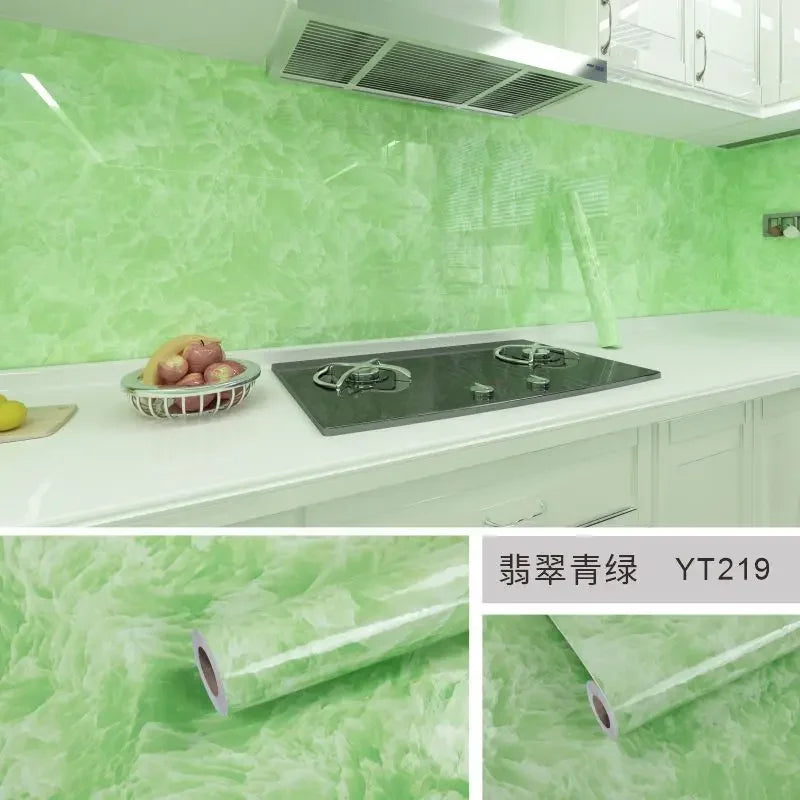10M x 80CM Marble Self Adhesive Wallpaper Waterproof Oil Proof Kitchen Stickers Thermostability Decorative Film Home Decor