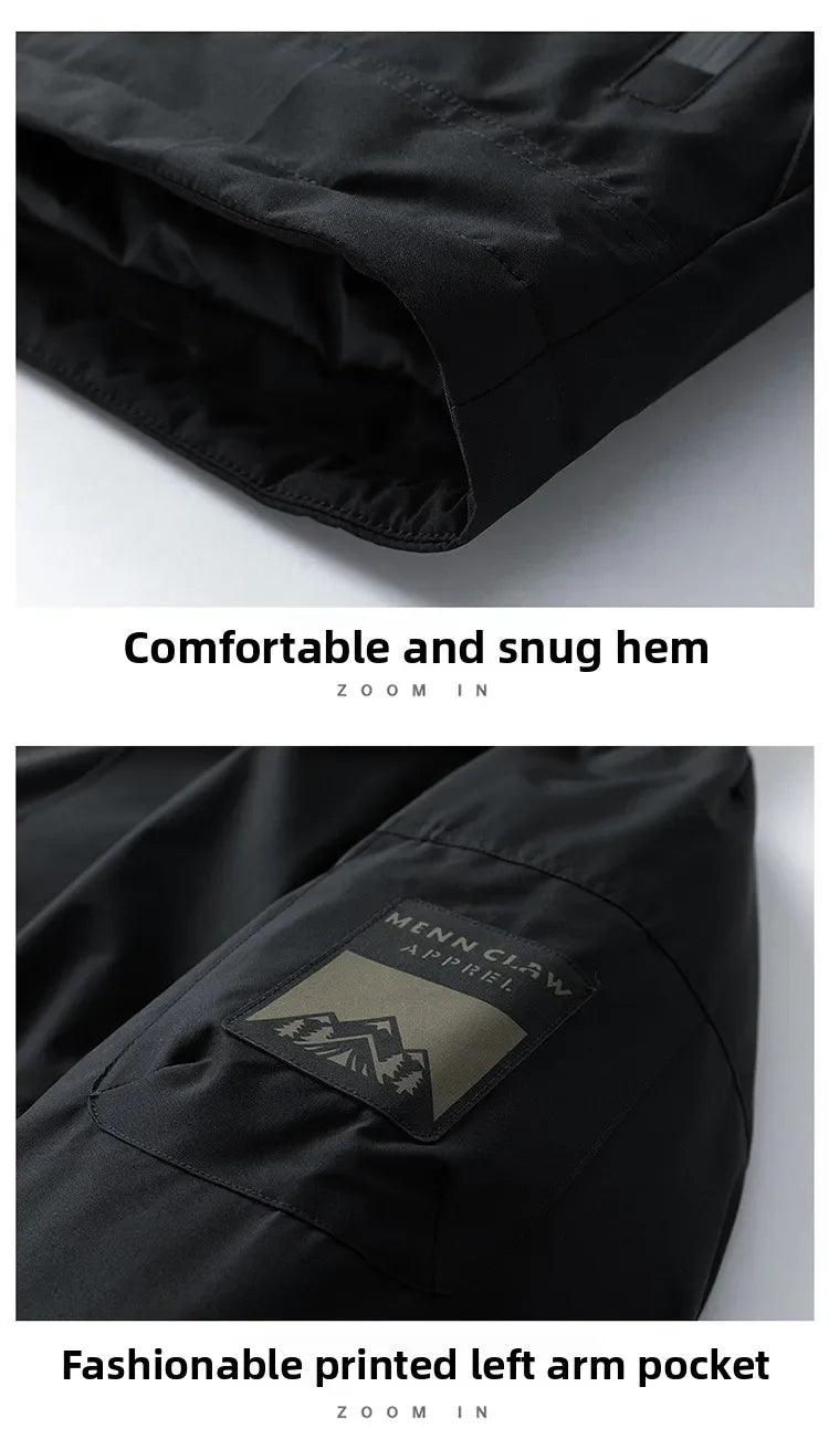 Thick Padded Waterproof Jacket Men Outdoor Softshell Zip Up Hooded Jacket Windbreaker Hiking Camping Coat Autumn Winter Overcoat