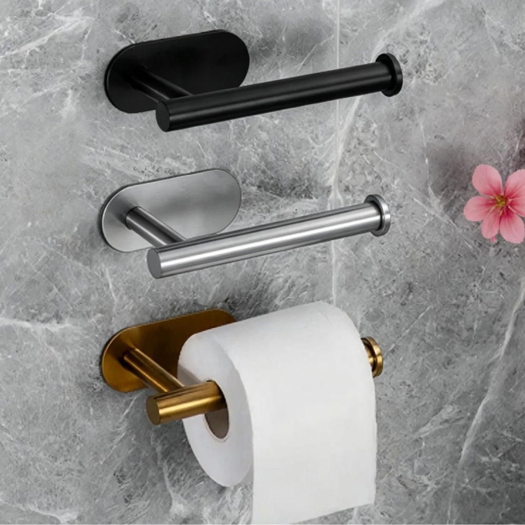 Homefish Stainless Steel Self Adhesive No Drill Toilet Roll Holder Bathroom Kitchen Tissue Holder