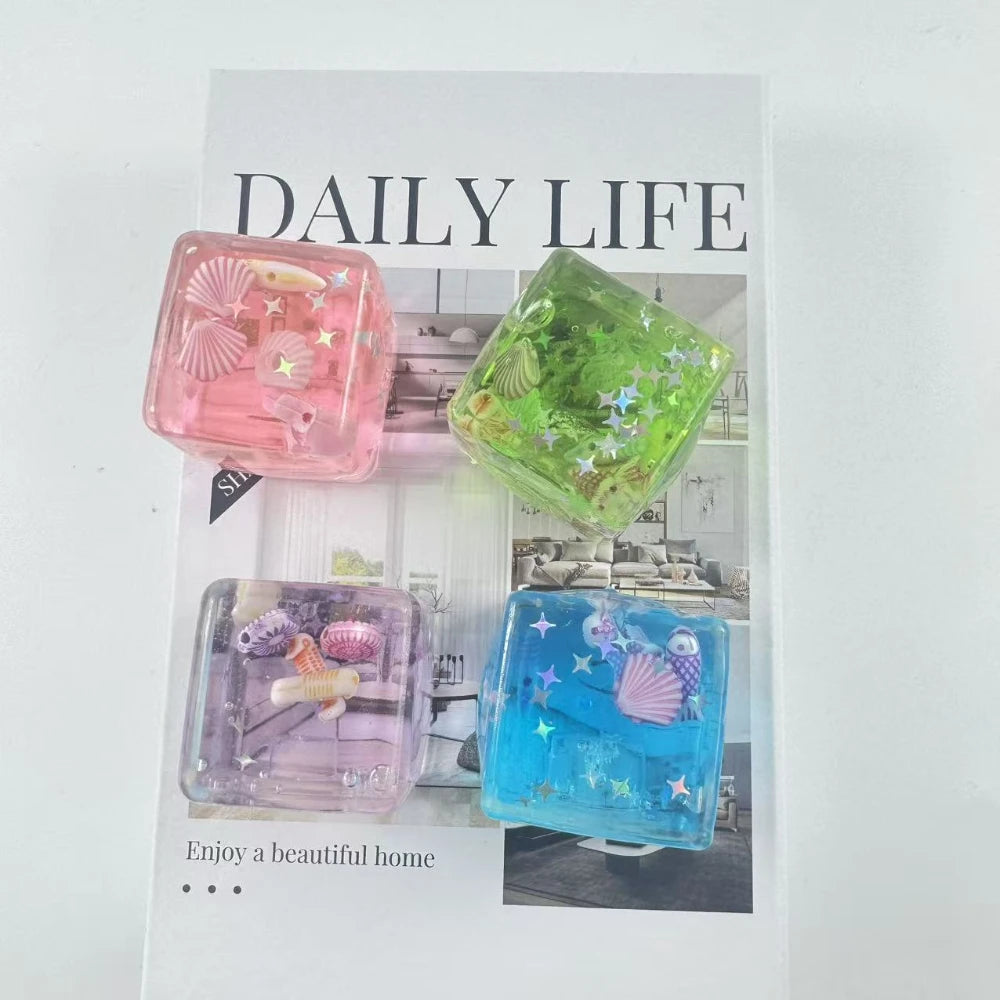 Squishy Stress Toy Cube Ocean Sensory Fidget Toy Slow Rise Squishy Toys for Kids and Adults Squeeze Relax Gift