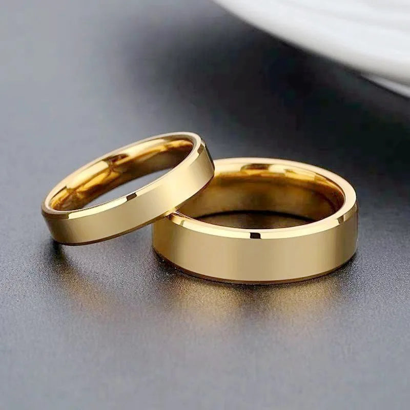 Stainless Steel Couple Rings Gold Colour Simple Women Men Lovers Wedding Jewelry Halloween and Christmas Gifts