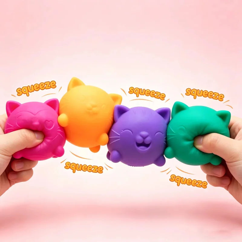 NEEDOH Cool Cat Squishy Toys Slow Rise Sensory Fidget Toys 4 Pack Teenie Cool Cats Squishies Sensory Fidget Toys Party Favors