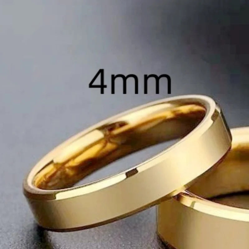 Stainless Steel Couple Rings Gold Colour Simple Women Men Lovers Wedding Jewelry Halloween and Christmas Gifts