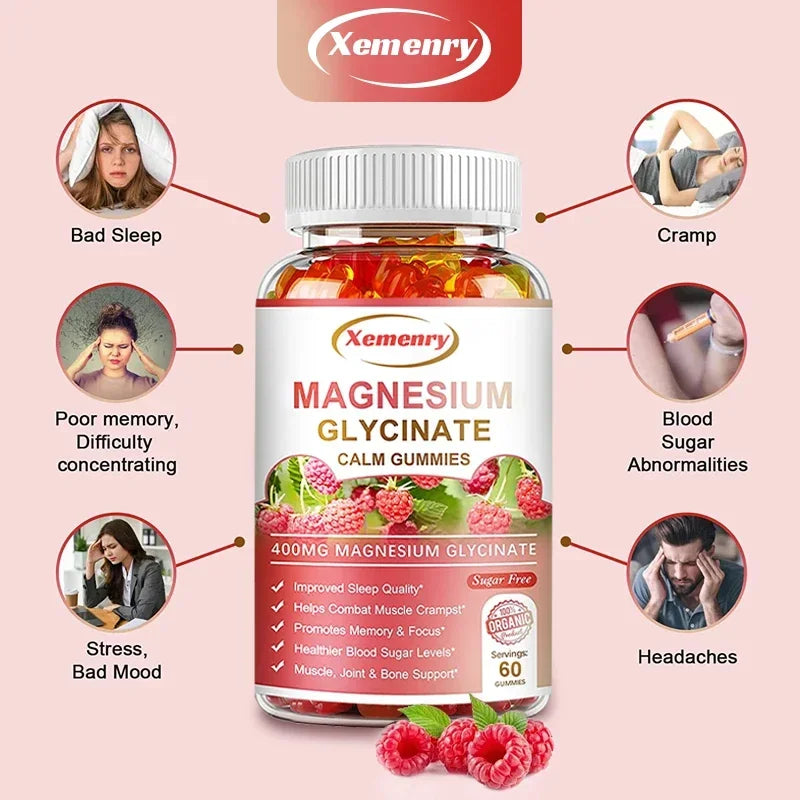 Magnesium Glycinate Gummies Calm Relieves Stress Support Sleep Support Memory Concentration & Muscle Spasms