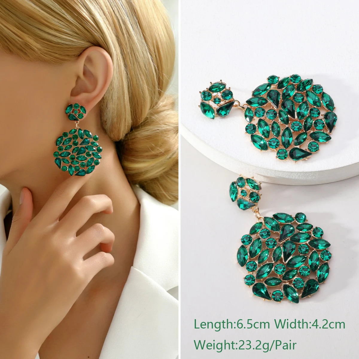 1 Pair Elegant Luxury Rhinestone Floral Earrings Women's Vintage Jewelry Party Prom Banquet Formal Accessories