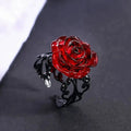 Punk Gothic Red Rose Ring Ornate Black Vine Witch Pagan Vintage Creative Halloween Cool Girl Gift Party Jewelry