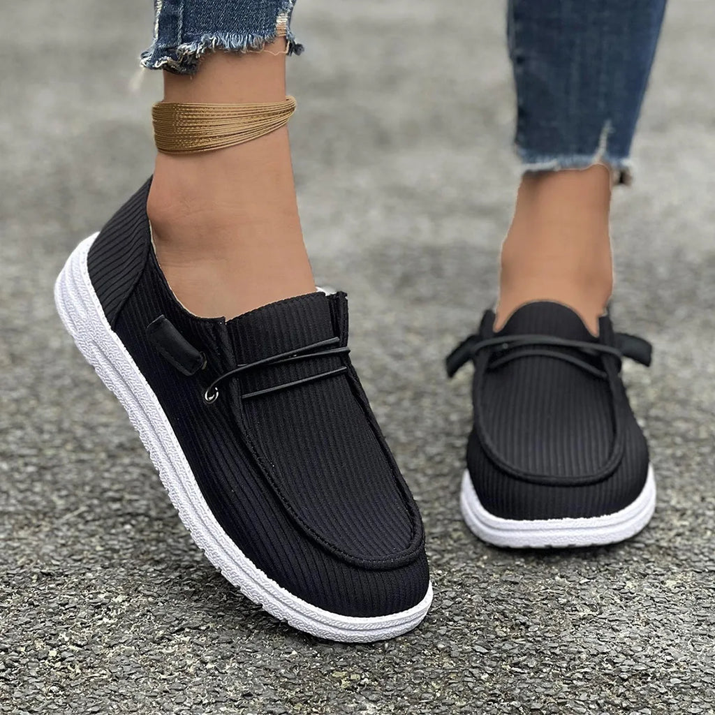 New Women Casual Comfortable Flat Shoes Women Solid Lace-up Loafers Women Fashion Sports Shoes Zapatos De Mujer 2025