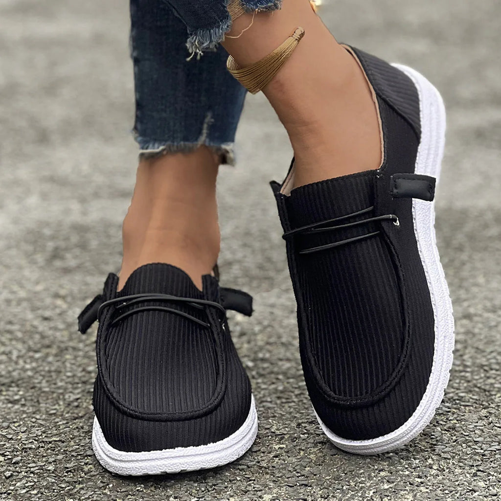 New Women Casual Comfortable Flat Shoes Women Solid Lace-up Loafers Women Fashion Sports Shoes Zapatos De Mujer 2025