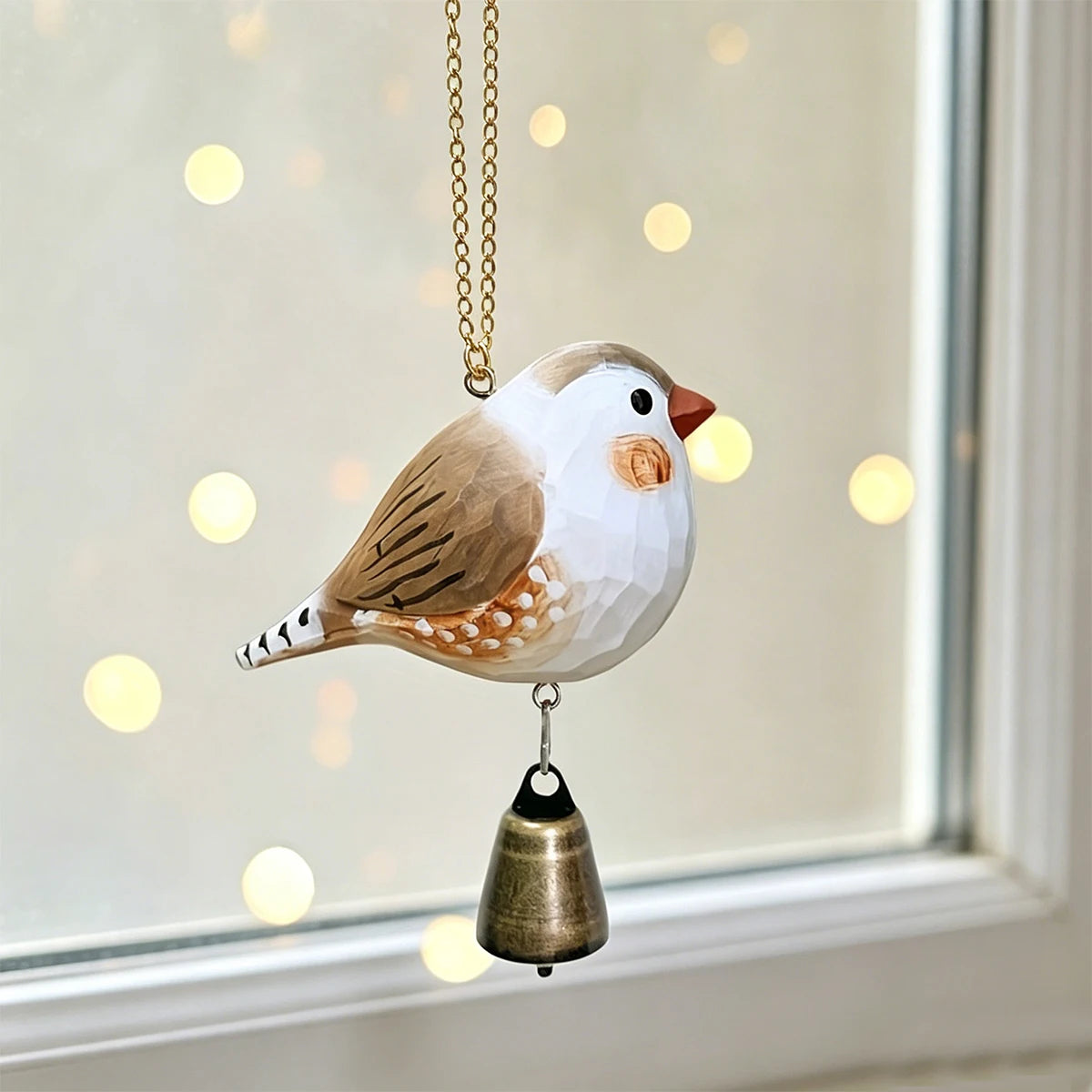 1Pc Hanging Wind Chime, Unique Hand-Carved Wooden Bird Statue Ornament, Painted Wooden Bird Sculpture, Home Decoration, Hanging Decoration, Outdoor Garden Decoration, Exquisite Craftsmanship, Unique Holiday Gift, Thanksgiving