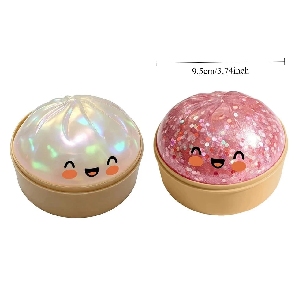 Dumplings Glitter Dumpling Toy Cute Dumplings Squishiest With Steamer Box Stress & Anxiety Toys For Focus ADHD Population