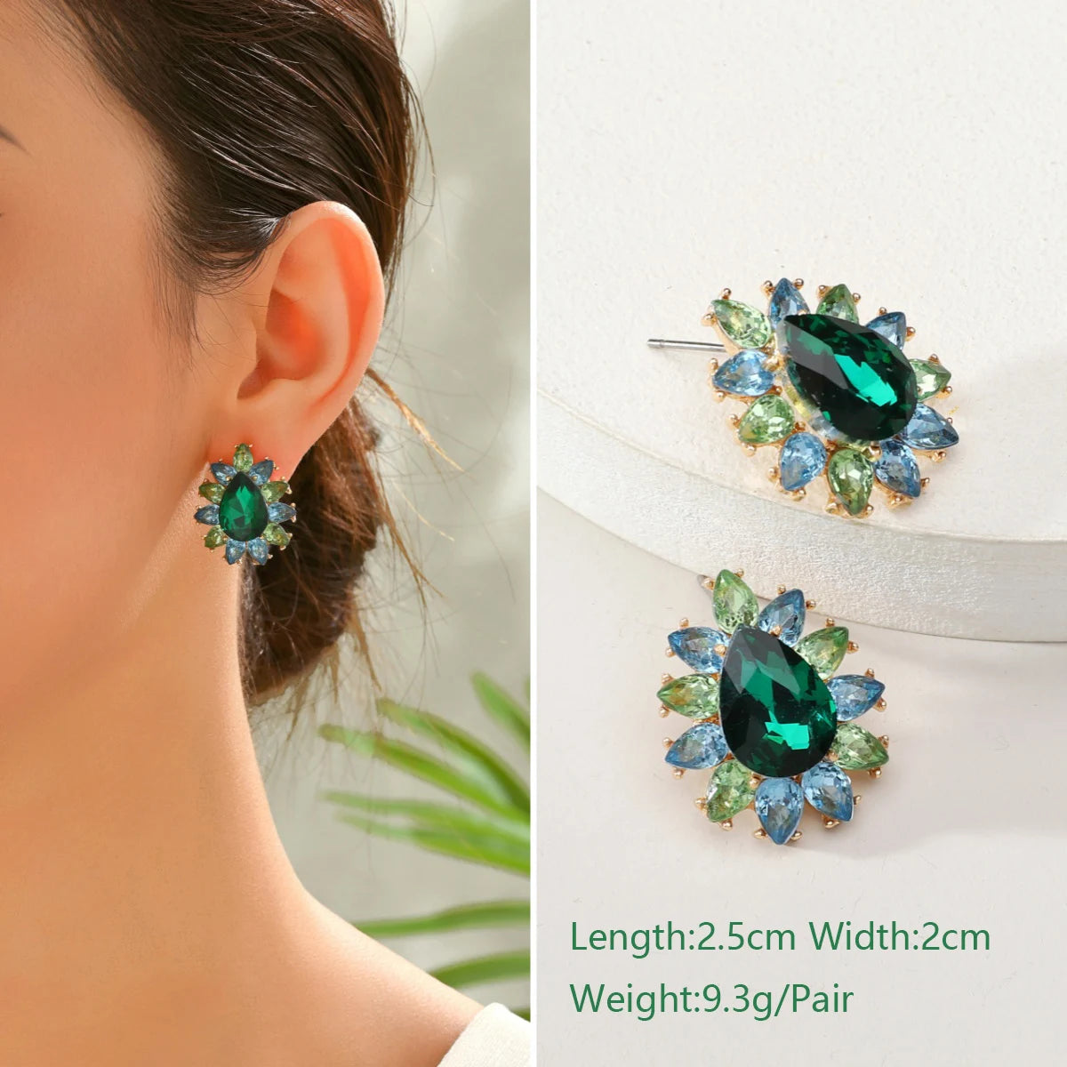 1 Pair Elegant Luxury Rhinestone Floral Earrings Women's Vintage Jewelry Party Prom Banquet Formal Accessories