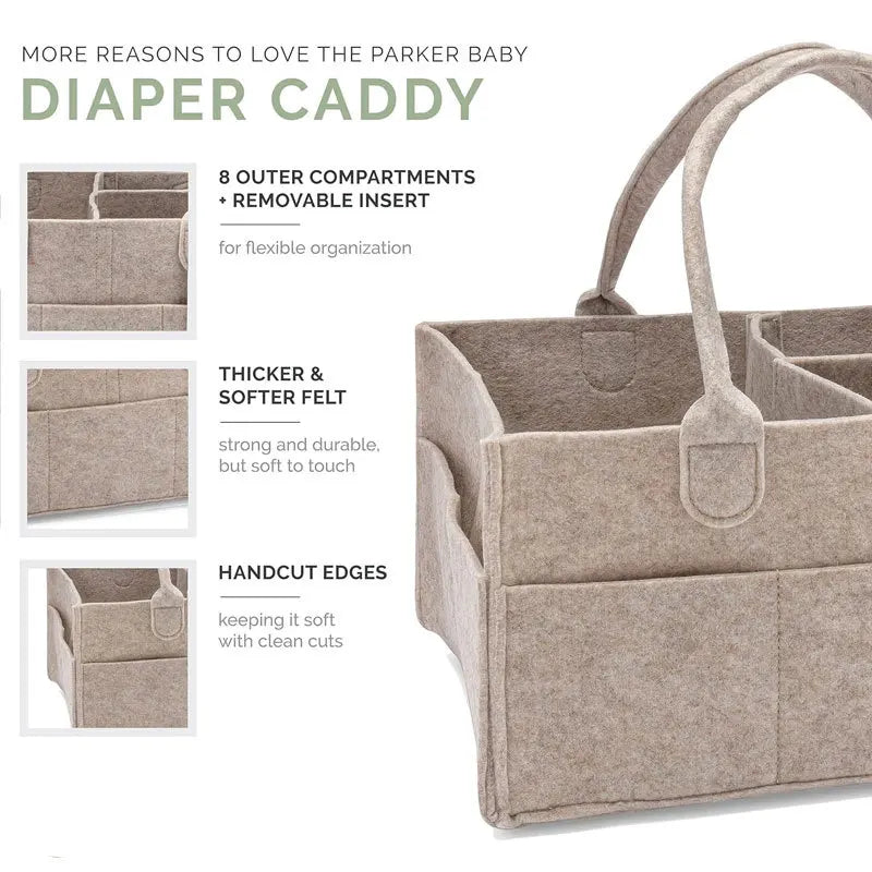 Diaper Caddy - Nursery Storage Bin and Car Organizer for Diapers and Baby Wipe