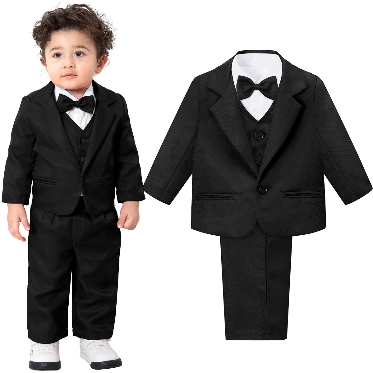 Baby Tuxedo Toddler Suit Infant Boy Easter Church Halloween Wedding Birthday Party Gift Ring Bearer Photography Outfit Set
