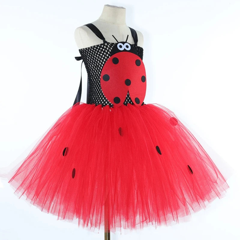 Girls for Halloween Birthday Party Dress Up Clothes Ladybug Costume  Toddler Kids Ladybird Lady Bug Tutu Dress with Beetle Wings