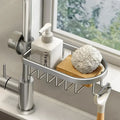 Kitchen Space Aluminum Sink Drain Rack Sponge Storage Faucet Holder Soap Drainer Shelf Basket Organizer Bathroom Accessories