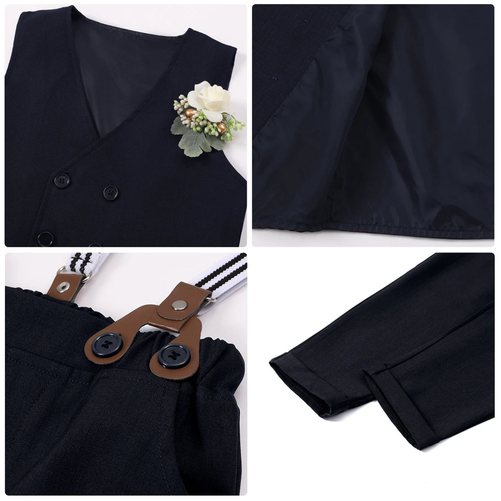 Baby Boy Clothes Toddler Wedding Outfit Set Kid Easter Church Suit Infant Chrimas Halloween Xmas Formal Birthday Party Gift 6PCS