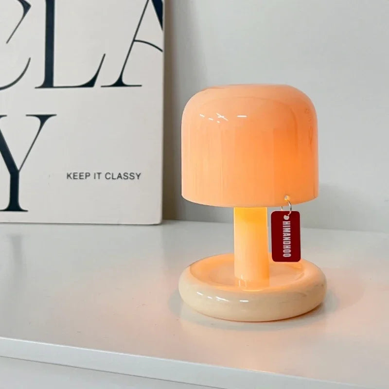 USB Rechargeable Mini Mushroom LED Lamp Sunset Ambient Night Light Portable Table Lamp For Bedroom Bedside Decoration  Clearance
