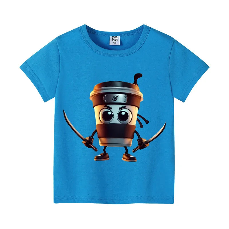 Italian Brainrot Colorful Shirt Summer Short Sleeve T-Shirt Boy Cute Clothes Kid Cotton Anime Tops Cartoon Digital Baby Tee Gift