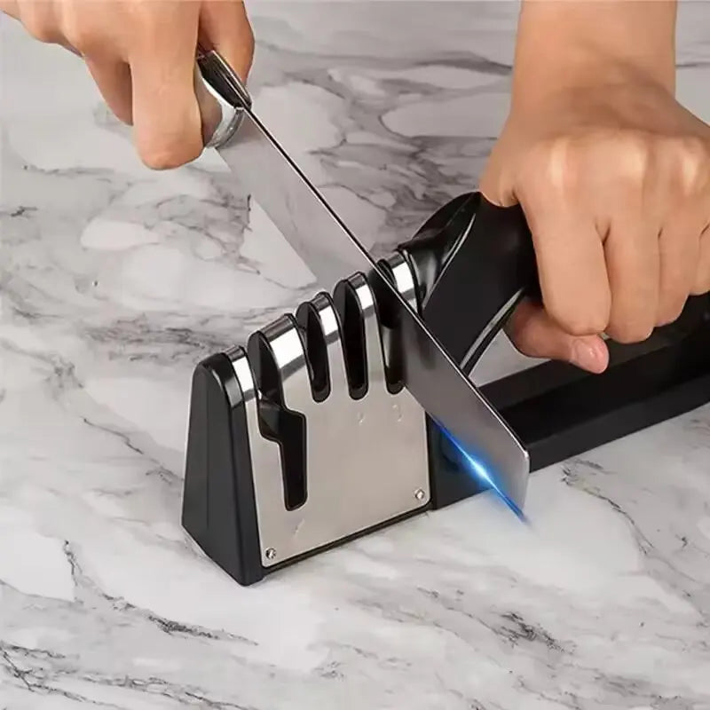 Multifunctional Kitchen Knife Sharpener 4 Segments Portable with Non-slip Base Household Essential Gadgets for Sharpening Knives