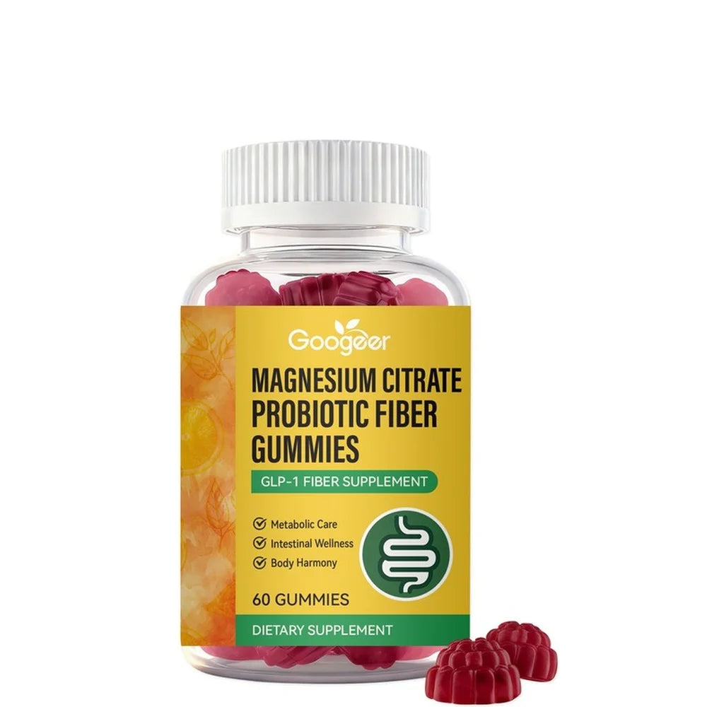 Googeer Magnesium Citrate Probiotic Fiber Gummies for Light and Comfortable After-Meal Feeling and Digestive Rhythm - 60 Gummies