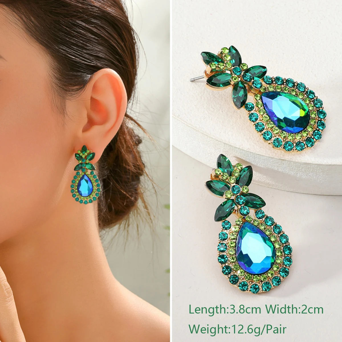 1 Pair Elegant Luxury Rhinestone Floral Earrings Women's Vintage Jewelry Party Prom Banquet Formal Accessories