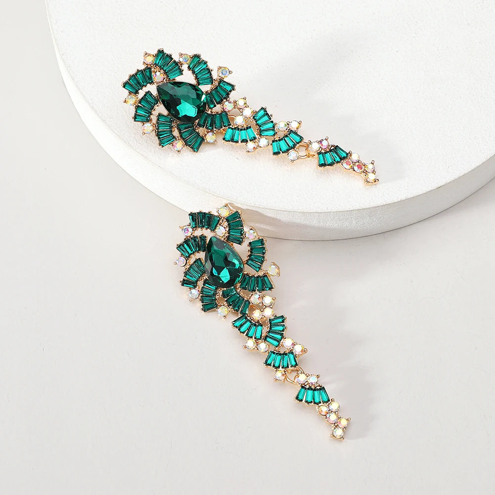 1 Pair Elegant Luxury Rhinestone Floral Earrings Women's Vintage Jewelry Party Prom Banquet Formal Accessories