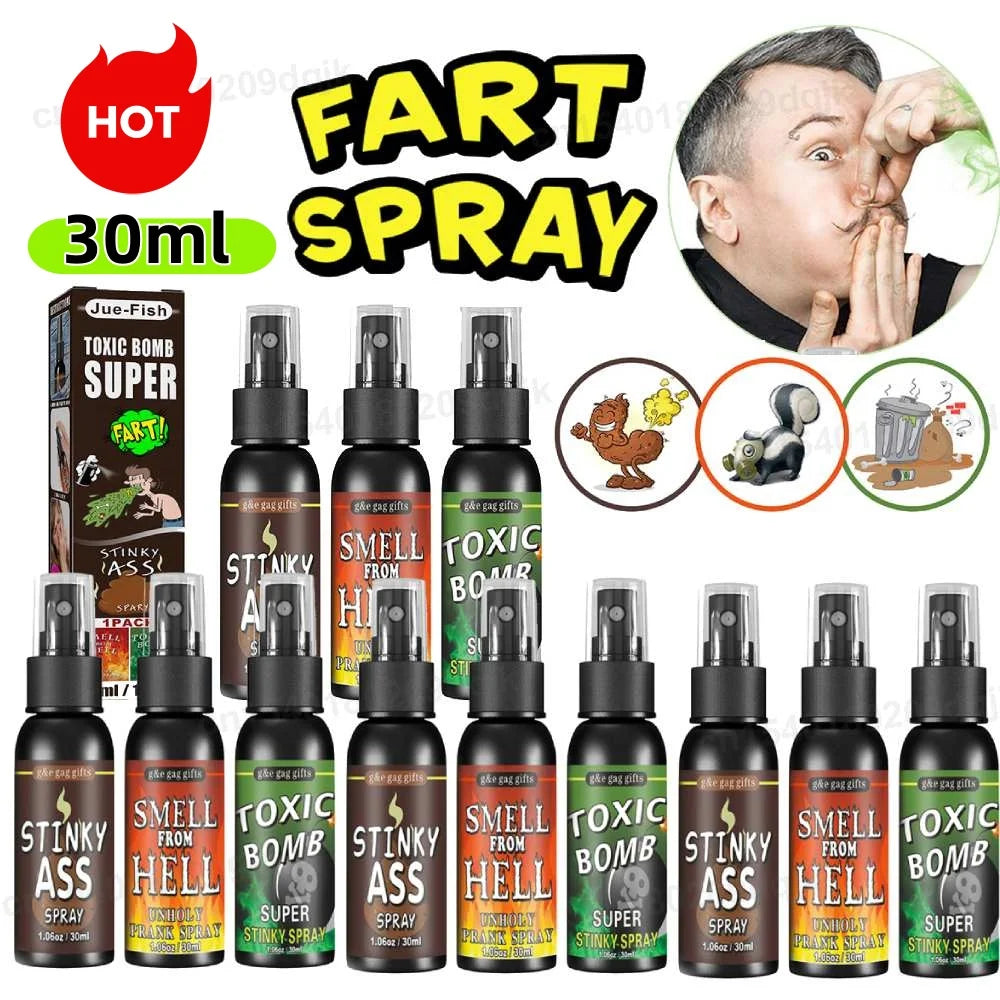 1-5pcs 30ml Fart Gag Spray Prank Joke Plastic Smelly Stinky Gags Party Supplies Spray Can Stink Non Toxic for Halloween