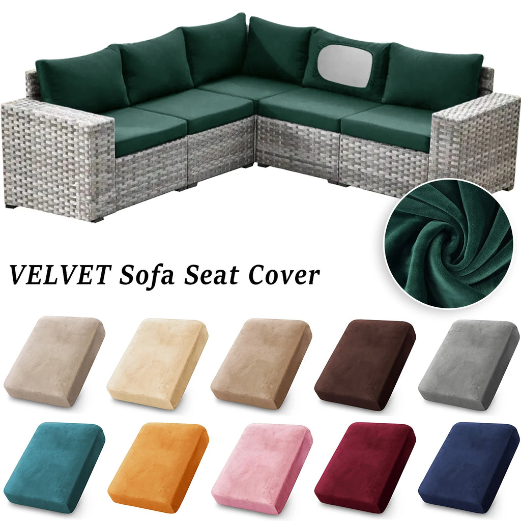 Velvet Soft Patio Sofa Covers Stretchy Sofa Sectional Covers Removable Seat Cushion Case for Outdoor Garden Home Decor