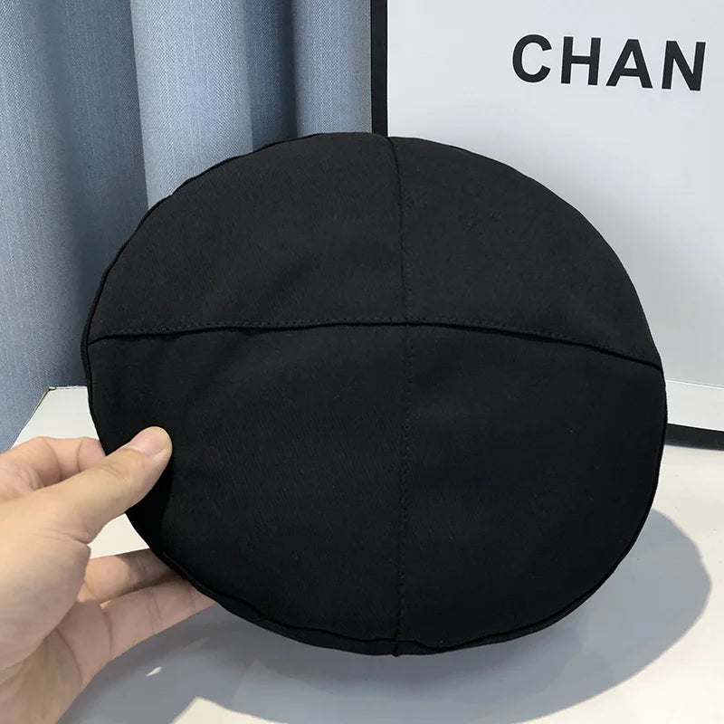 Chic Vintage-Inspired Beret Cap For Women - Lightweight Cotton, Adjustable Drawstring Closure, Perfect For Fall & Winter
