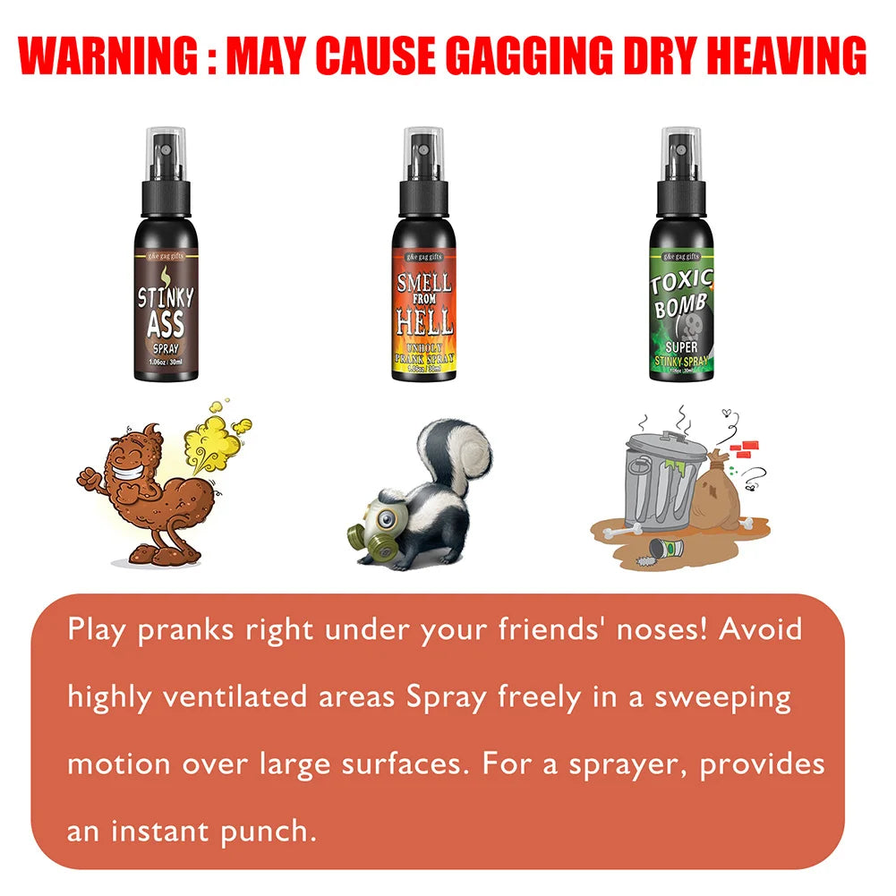 1-5pcs 30ml Fart Gag Spray Prank Joke Plastic Smelly Stinky Gags Party Supplies Spray Can Stink Non Toxic for Halloween